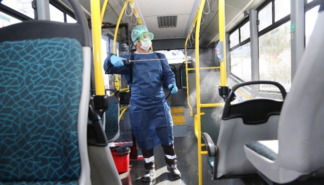 Sivas’ta halk otobüslerinde virüs önlemi