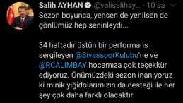 Vali Ayhan’dan Sivasspor’a Teşekkür