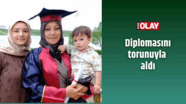 Diplomasını torunuyla aldı