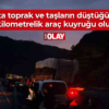 Sivas’ta toprak ve taşların düştüğü yolda 10 kilometrelik araç kuyruğu oluştu